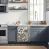 Floral Dishwasher Magnet Cover - Stainless Steel Look Vinyl Decal