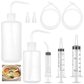 10 Pcs Jaw Surgery Soft Drink Liquid Diet Set, 2 Direct Syringes, 2 Connectors, 2 Curved Syringes, 2 Squeeze Bottles, 2 Tubing, Jaw Surgery Recovery Supplies for Eating and Drinking Liquids