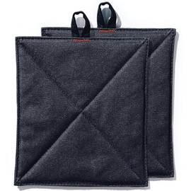 Caldo Canvas Kitchen Pot Holders - Insulated 100% Cotton Canvas Hot Pads for Oven - Heat Resistant - 2-Pack, 7” x 8” (Black)