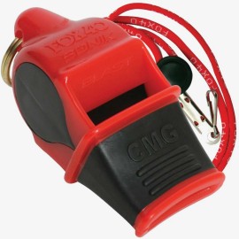 Fox 40 Sonik Blast CMG 3-Chamber Pealess Whistle + Lanyard, Red/Black
