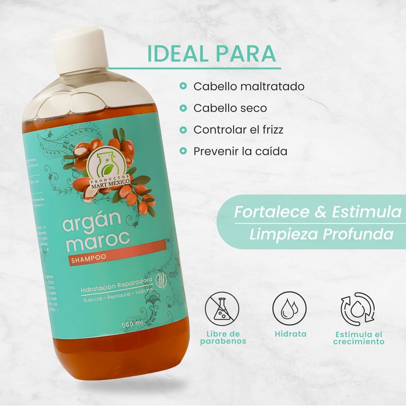 Shampoo Con Argán Maroc Hidrata & Repara Productos Mart Mexico