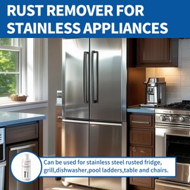 Stainless Steel Rust Stain Remover & Cleaner, Rust Spot Stain Remover for Stainless Steel Appliances and Furniture - Ideal for Grill, Fridge, Knife or Pan & more - 3.72 Fl Oz （3Pack