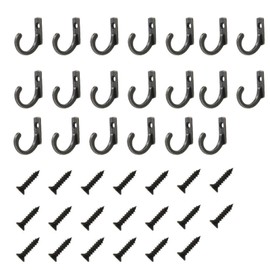 Set of 20 Black Zinc Alloy Wall Hooks 24x17mm with 20 Screws for Bedroom Kitchen