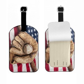 Richugui Baseball Glove Baseball Pattern Luggage Tags, Faux Leather Suitcase Tags with Address Label,Travel Accessories with Address Tag,Luggage Tag,ID Tag-1pc
