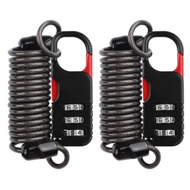 YAODHAOD Luggage Lock,TSA Approved Travel Lock,3 Digit Combination Padlock Spring Cable Lock (80cm) for School Gym Locker, Helmet, Gate, Fence, Luggage,Suitcases (2PCS) (Black)