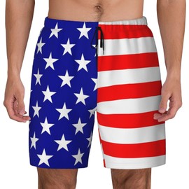 NiuKom American Flag Mens Swimsuit Trunks with Compression Liner Quick Dry Board Shorts Beach Swimwear Bathing Suits Medium