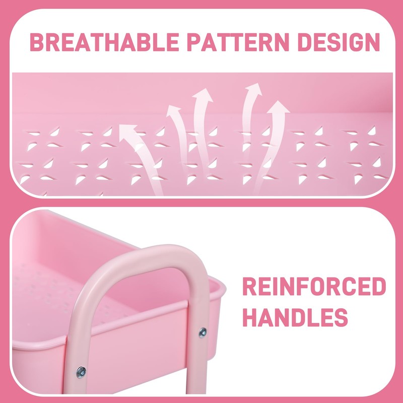 AGTEK 3-Tier Rolling Carts with Wheels, Rolling Utility Cart with