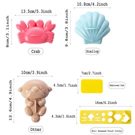 Misichao Rice Ball Press Mold Cute Sea Animal Sushi Maker Crab Scallop Sea Otter Shaped Onigiri Mould Bento Lunch Accessories DIY Kitchen Tools with Nori Seaweed Cutter Food Press Cutter for Decor