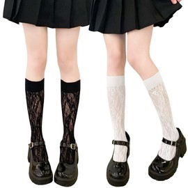Eukkis Stocking High Socks, Set of 2 Pairs - Long Socks, Non-Slip, Women's, Cute Girl, Stretchy, Anti-Slip, Free size