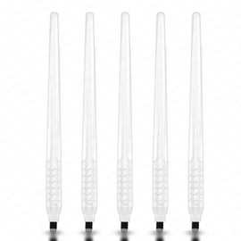 5 Pcs Disposable Microblading Pen Set – Precision Eyebrow Tattoo Tools with Multiple Blade Sizes – Ideal for Permanent Makeup Artists,& Eyebrow Shaping (White pen - Black Flex-U18-5pcs)