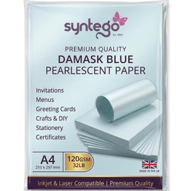 Syntego A4 Baby Blue Majestic Pearlescent Shimmer Paper Double Sided 120gsm Suitable for Inkjet and Laser Printers (50 Sheets)