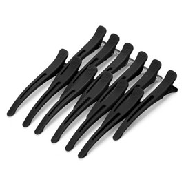 12PCS Hair Clips for Styling - No Crease Hair Clips for Women - Non Slip Duck Billed Hair Roller Clip with Silicone Band - Salon Hair Sectioning Clips Black