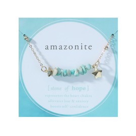 Amethyst Necklace for Women Pink Crystal Necklaces Turquoise Star Necklace for Girls Gold Chain Necklaces Blue Crushed Stone Pendant Necklace