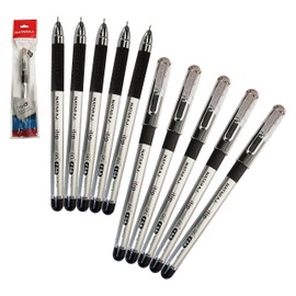 Nataraj itip Gel Pens, BLACK, Fine Point (0.6mm), Pack of 10, Rollerball Gel Ink Pens, Quick Dry, Waterproof Gel Ink, Ideal for School Office Home Use