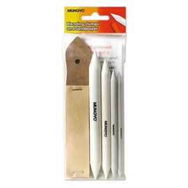 Mungyo Pastel Blending Set with 4 Stumps and 12 Sandpapers, White, MBS-4A