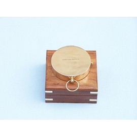 Hampton Nautical Solid Brass Gentlemen's Compass with Rosewood Box, 4", Brass