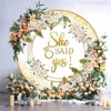 Leyiyi 6.5x6.5ft She Said Yes Round Backdrop Cover Polyester Rustic