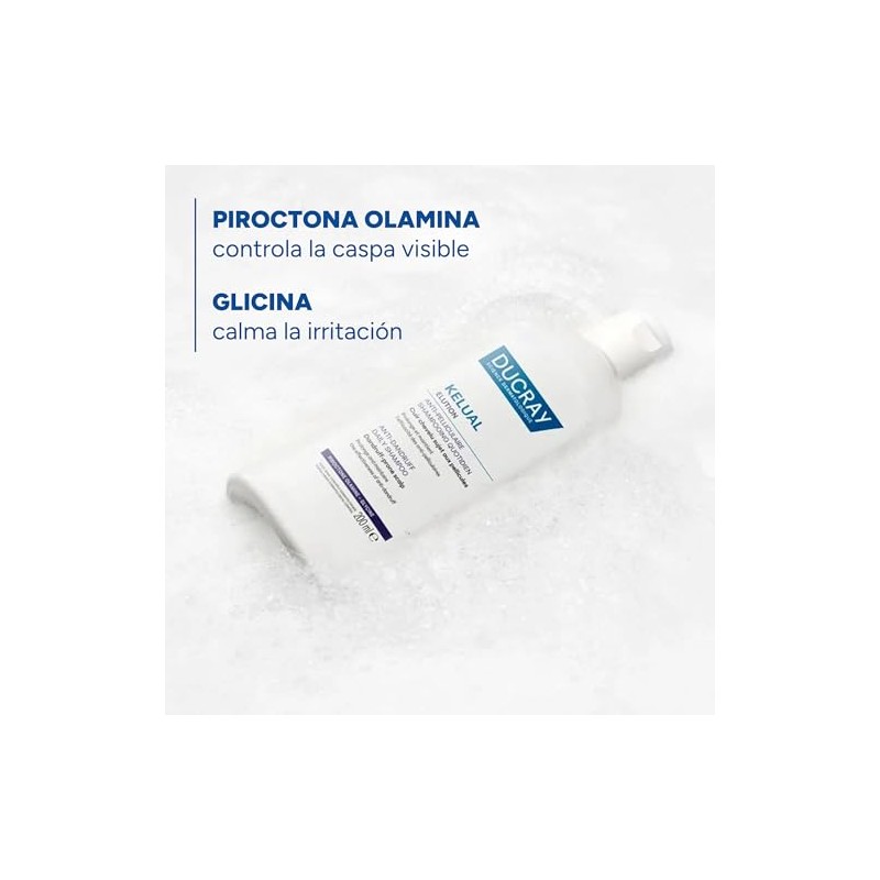 DUCRAY, Kelual Elution Shampoo Reequilibrante, Alternancia Anticaspa, Con Piroctona Olamina
