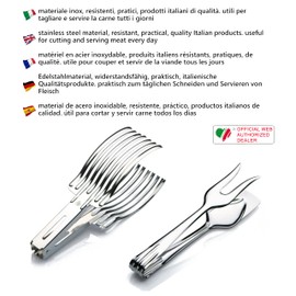 ZASEVES Creations i Colori in the Heart - Stainless Steel Feather with Tongs for Roasting, Cutting and Serving, Italian Products
