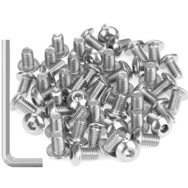 55 Pieces M5 x 8mm Machine Screws, Thread Pitch 0.8mm, Sutemribor M5 Phillips Pan Head Machine Screws, 304 Stainless Steel, Fully Threaded, Silver