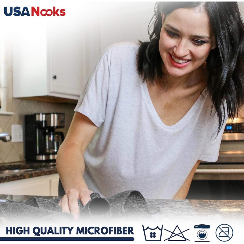 USANOOKS Microfiber Cleaning Cloth - 12Pcs 12.5x12.5 inch High Performance
