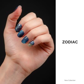 NAILOG Semi-hardened Gel Nail Stickers (34 Pieces), Long Lasting, Salon Quality, Nail Stickers, Nail Kit, Beautiful Gloss, Cute, Art Design, Starry Sky | Zodiac