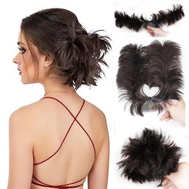 BKEPDY Hairpiece Bun Hair Extensions Combs Hair Extensions Short Ponytail Hair Bun Hair Scrunchie Updo Hepburn Bun Messy Bun Hairpieces Ponytail Bun (4#)