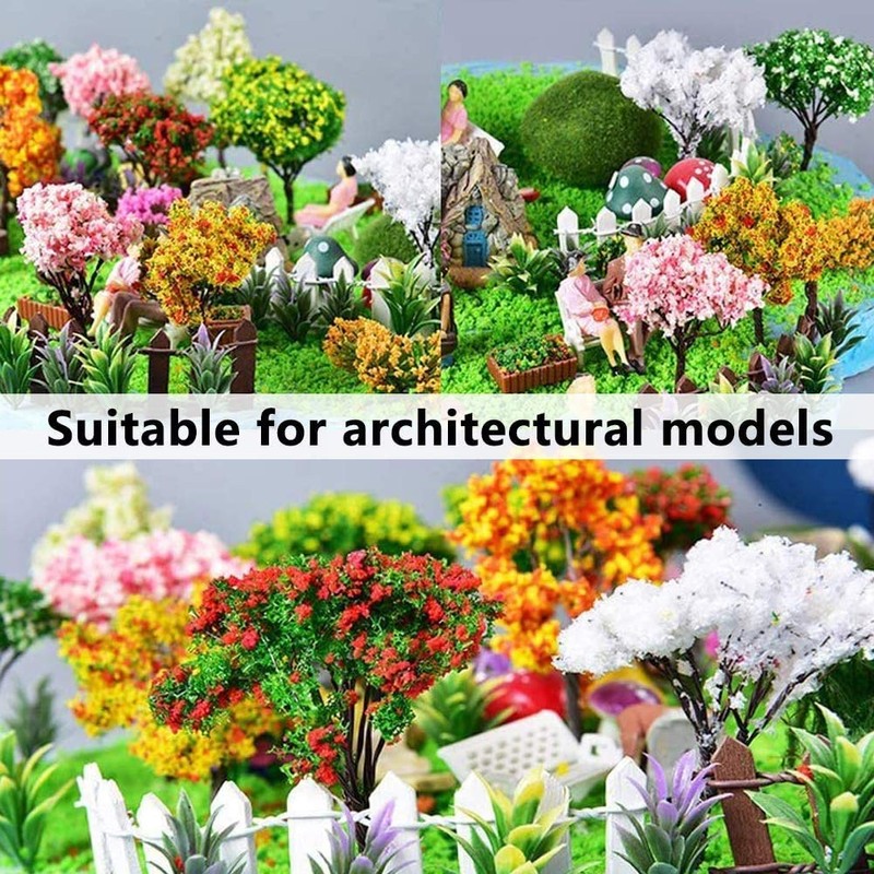 ANCLLO 25pcs Model Trees Model Trains Scenery 6.5cm Mini Snow