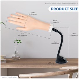 Mano De Práctica Para Uñas Acrílicas, Mano Falsa Flexible Con Soporte Ajustable, Kit De Entrenamiento De Uñas, Mano De Maniquí Para Principiantes Y Artistas De Uñas (Soporte Con Ventosa)