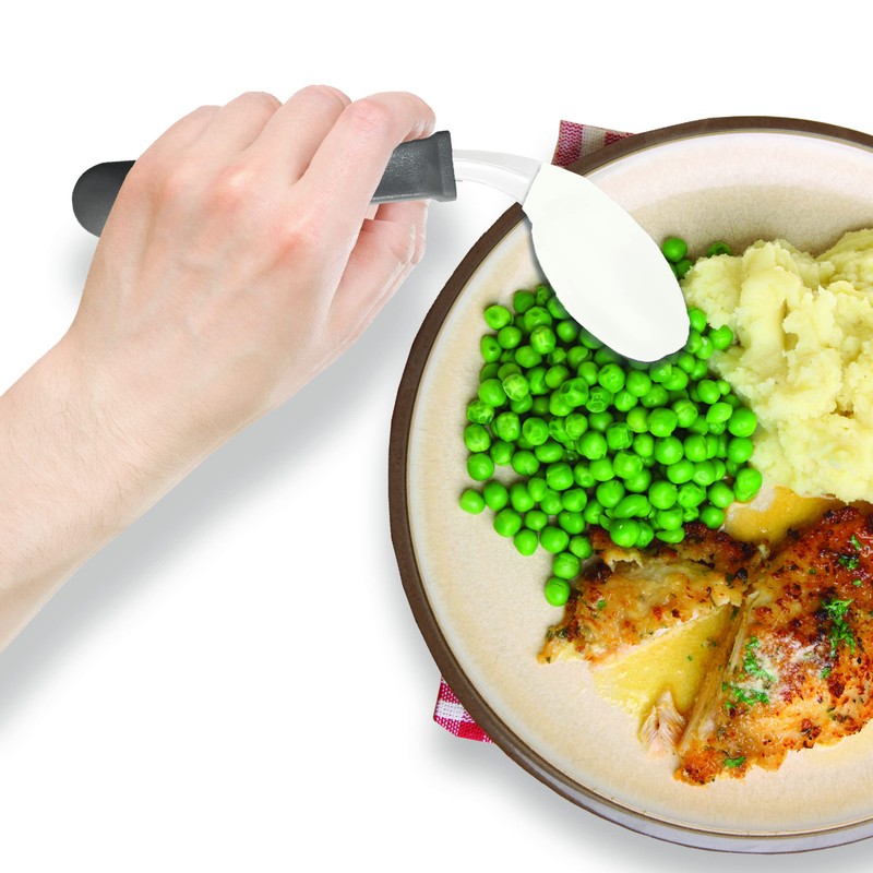 Rehabilitation Advantage Left Handed Grip Easy Coated Offset Spoon