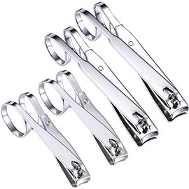 Mudder 4 Paquetes Set de Cortaas EZ Agarre Set de Cortaas y Cortaas para Uas de Pies Cortaas Afiladas con Hoja de Acero Inoxidable Mango Largo para...