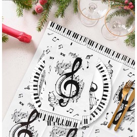 SietDESEO 50 Pieces 3-ply Music Note Napkins 13 x 15.7 Inch Guest Bathroom Napkins Disposable Hand Towels for Bathroom Wedding Birthday Music Themed Party Paper Dinner Napkin