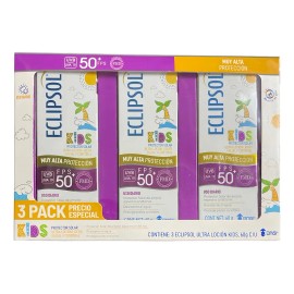 Eclipsol Ultra Locin Kids Protector Solar Facial y Corporal FPS50, Hipoalergnico, Textura Ligera, Para Piel Sensible Infantil, Resistente al Agua, 3  