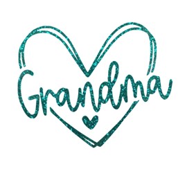 Grandma Double Heart Iron On Decal, Grandma Shirt Transfer, DIY Craft, Grandmother Family Tshirt Patch, HTV Graphic Ready To Apply, Pick Size & Color, Iron-On Almost Anything (Emerald Glitter)