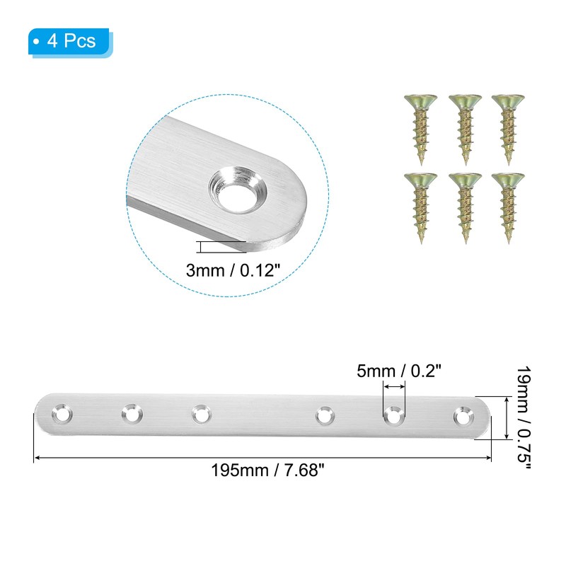 PATIKIL Stainless Steel Corner Blacket 195 x 19mm / 7.68