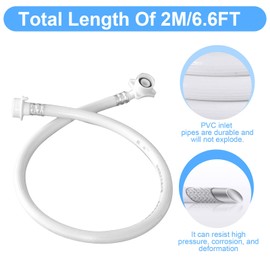 GDLPZM 6.6FT 2 meter wave wheel drum washing machine water supply pipe extension pipe with steel head, fully automatic drum washing machine water inlet hose