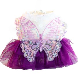AZA Dog Princess Dresses for Small Dogs Lolita Clothes Butterfly Fairy Costume Pet Cat Girl Cute Lace Coat Outfits Fall Costumes Summer (XL,Purple)