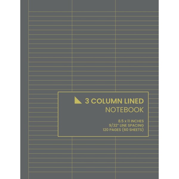  3 Column Lined Notebook: 120 Pages, 8.5 x 11