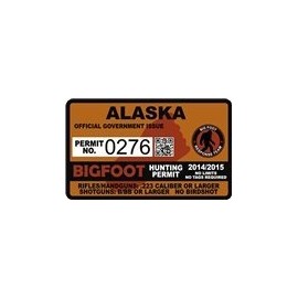 Alaska AK Bigfoot Hunting Permit 2.4" x 4" Decal Sticker