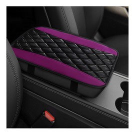 NYTKL Car Center Console Cushion Pad, 12.6"×7.5" Waterproof Leather Armrest Seat Box Cover Protector, Soft Comfortable Anti-Scratch Arm Rest Console Pad for Most Cars Trucks SUVs (Purple)