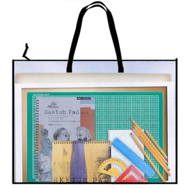 Oaygat Art Portfolio Bag Portfolios Organizer for Artworks Zipper and Handle Poster Carrying Storage Bag Transparent Handbag Files Tote Mesh Folder Portfolio Case for Posters Painting Bulletin Boards