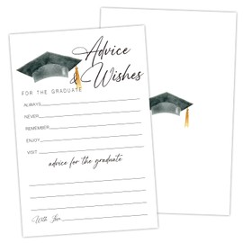 Black and White Advice and Wishes Cards for the Graduate Cards 4x6 Inch Minimalism Grad Party Game Card 20 Pcs Double Sided Grad Advice and Wishes Card for Graduation Party Decoration for College Y433