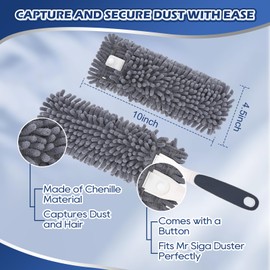 Yicotira Reusable Microfiber Duster Refills Compatible with for MR.SIGA & OXO Duster- Washable Dusters Refill for MR.SIGA Lint Free Microfiber Duster for Cleaning, 4 Pack (Handle is Not Included)