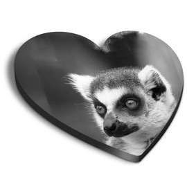 1 x Heart MDF Magnets - Lemur Monkey Head Wildlife 36738