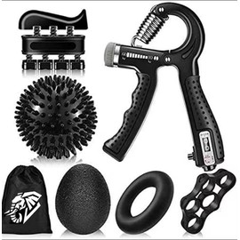 Grip Strength Trainer Kit (6 PCS) Hand Grip Strengthener, Finger Exerciser,Hand Extension Exerciser, Stress Relief Ball and Forearm Workout Ring for Muscle Building and Injury Recover