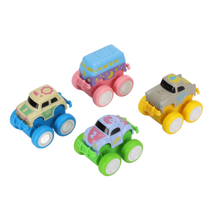 4pcs Pull Back Car Toys Cartoon Q Version Alloy Vehicle
