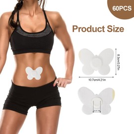 60pcs Disposable Castor Oil Pack Wrap for Belly Button, Butterfly Shape Organic Cotton Castor Oil Patches for Belly Button, Self-Adhesive Portable Highly Absorbent Belly Button Cover(Oil Not Included)