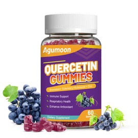 Agumoon Quercetin Gummies, 1000mg Quercetin with Bromelain Zinc Elderberry, Immune & Antioxidant Support, Vegan Gummies for Adults & Kids, 60 Count