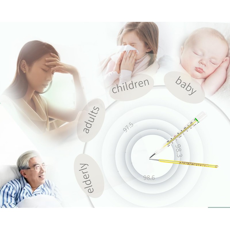 ℉ Oral Thermometer for Adults and Kids 2PCS - Glass