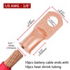 TKDMR 10pcs 1/0 AWG-3/8 Battery Lugs,Heavy Duty Wire Lugs,Ring Terminals,Battery